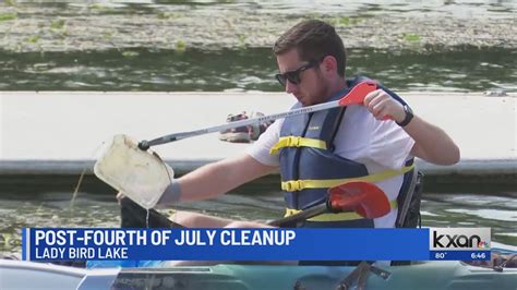 Volunteers cleanup Lady Bird Lake following Fourth of July